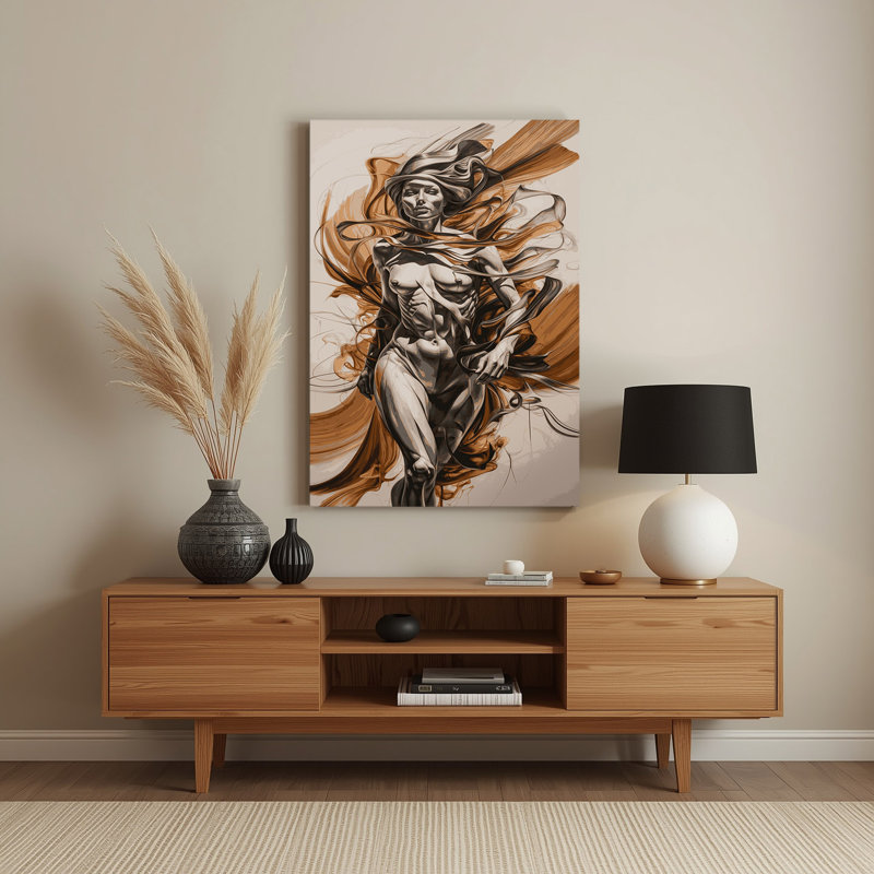 Art mural abstrait en métal beige 88, H 12 po x l 18 po
