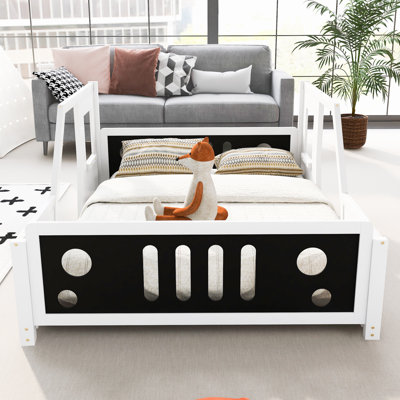 Lit plateforme pour enfant pleine grandeur avec roulettes - Design classique, blanc