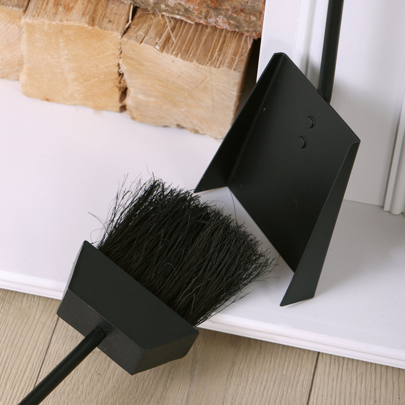 Alcia Iron Fireplace Tool Set, Black