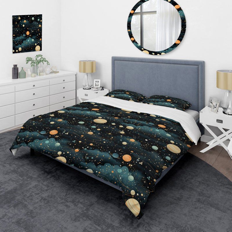Ensemble de housse de couette géométrique Celestial Constellations Pattern For Teens