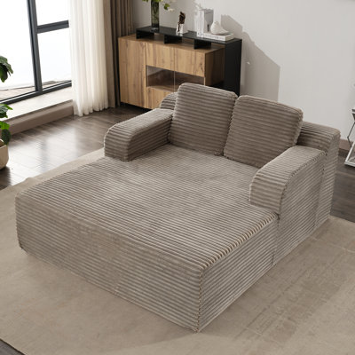 Boneless 60''W Upholstered Chaise Lounge Chair, Sofa Bed Indoor With Throw Pillows, Plush Chair Bed For Living Room, Sleeper Chair of bedroom,Compression Loveseat,Deep Sitting Sofa