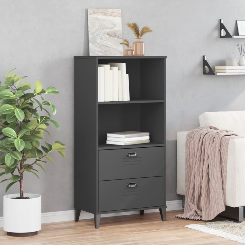 Allaya 123cm H x 60cm W Bookcase, Anthracite Grey