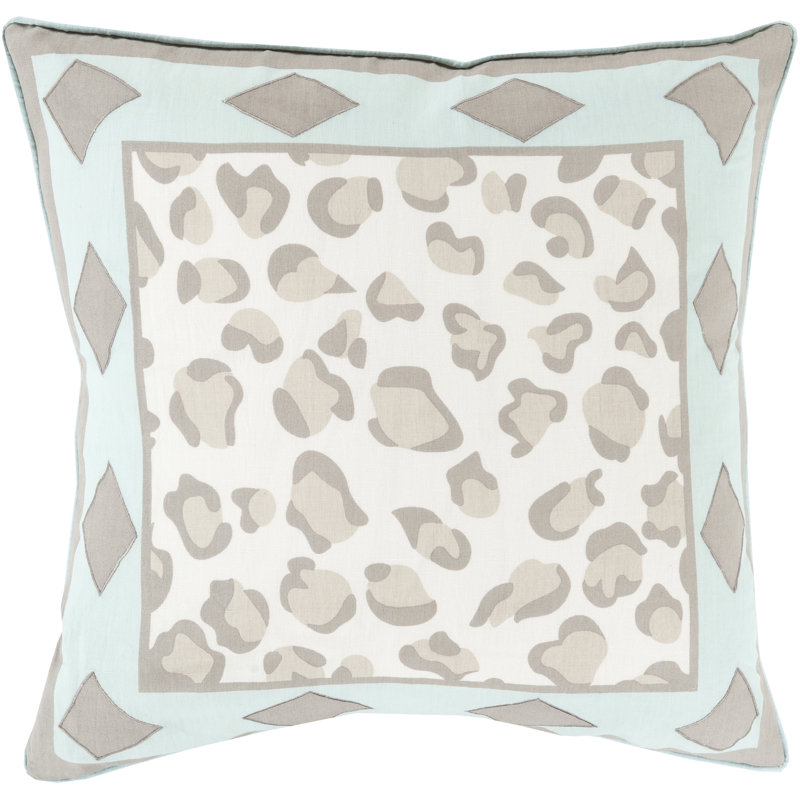 Josephine Linen Pillow Cover, 18" x 18", Aqua/Taupe