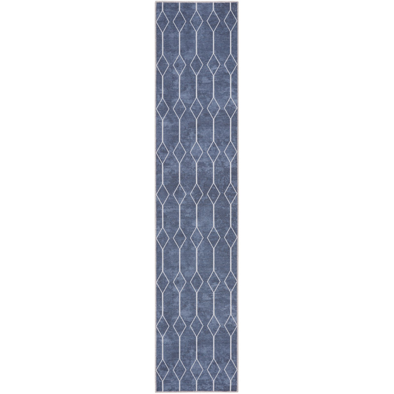 Tapis bleu marine Pymble, Tapis de couloir 2 pi 2 po x 10 pi