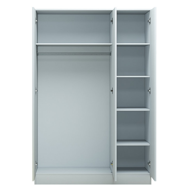 Carlton 3 Door Wardrobe - Soft-Close Hinged Doors and Handleless Push-to-Open Feature, White Gloss