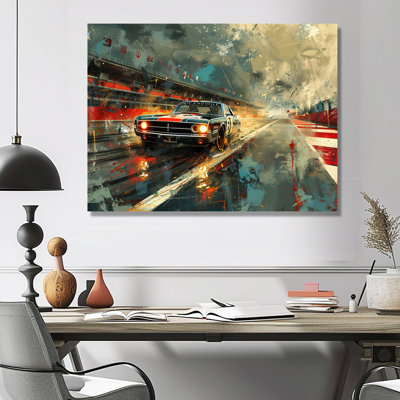 «American Flag Color of Vintage Muscle Race IV», reproduction d'art mural