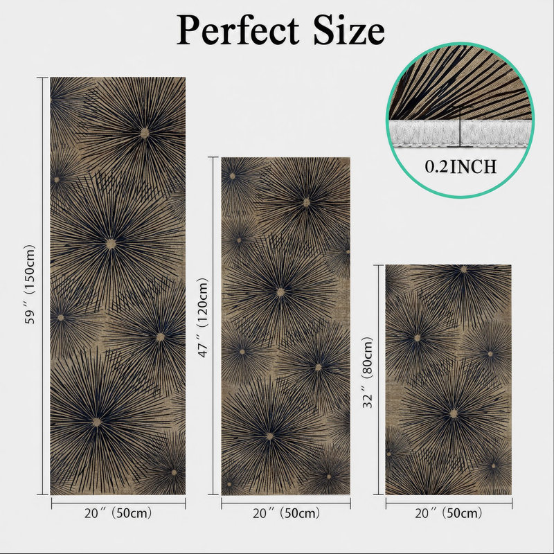 Tapis de cuisine lavables antidérapants Starburst