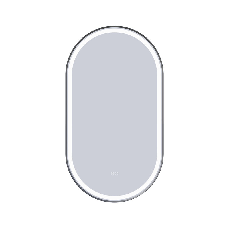Lainy  Wall Mounted Bathroom Framed LED Mirror With Memory Function, Matte Black, 36" x 20"