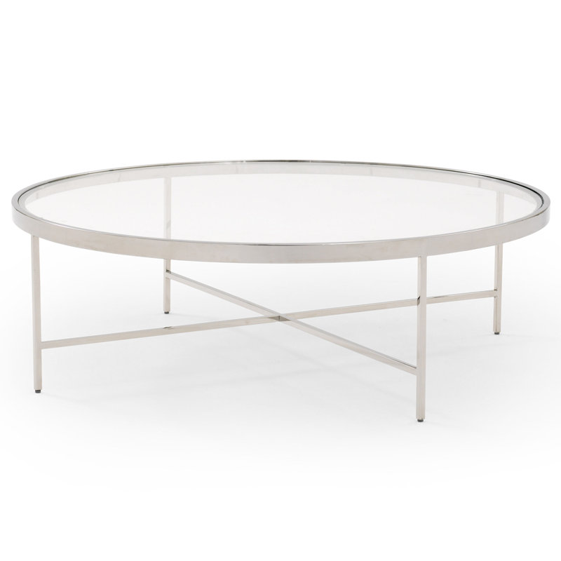Vienna Large Round Coffee Table - Glass Top, Polished Stainless Steel