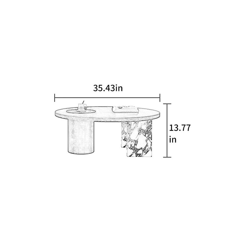 Slab Coffee Table Minimalist Chic, 13.77" H x 35.43" L x 35.43" W