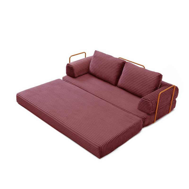 Canapé-lit convertible très grand de 79 pouces sans assemblage, Rouge