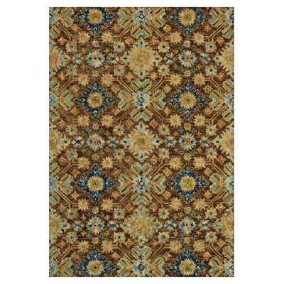 Tricity Traditional Brown Hand-Hooked Area Rug