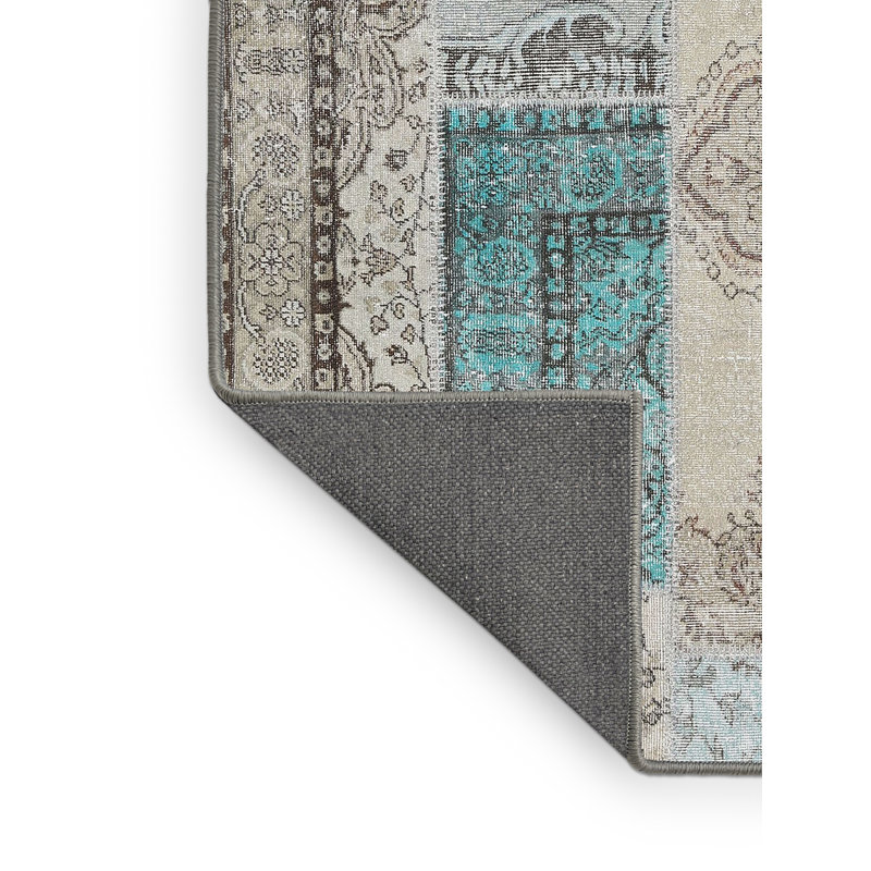 Tapis contemporain bleu / gris, Rectangle 8 pi x 12 pi