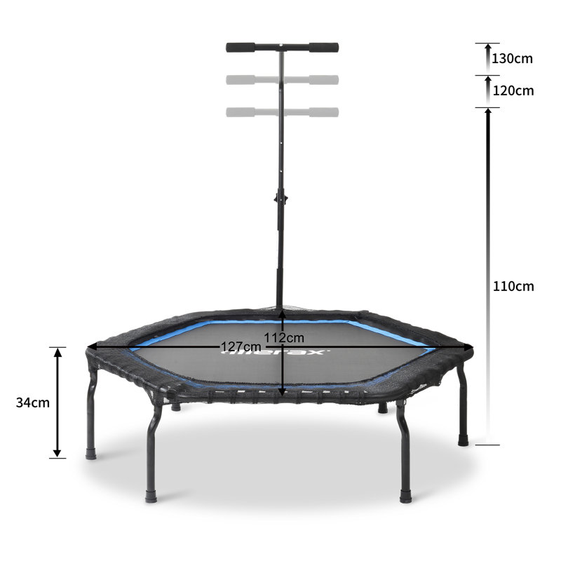 KINWELL 127cm Hexagon Fitness Trampoline with Handlebar, Blue