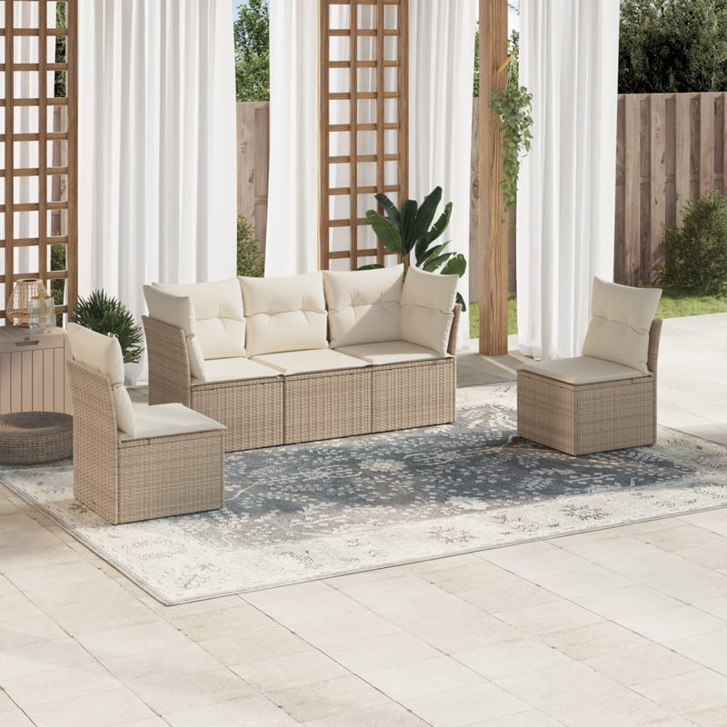Vidaxl Garden Sofa Set, Cream White, Beige