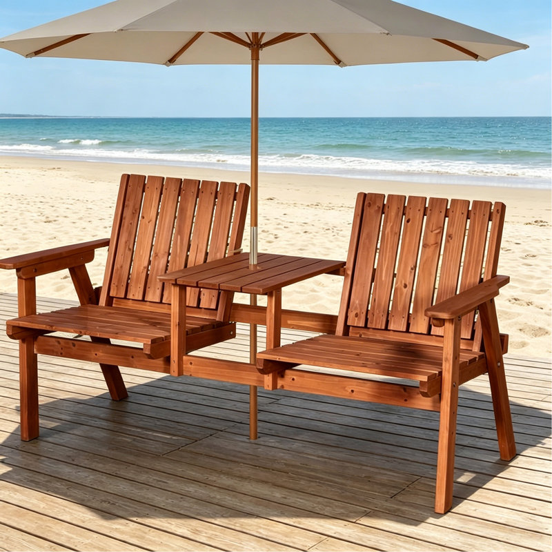 Banc d'extérieur, banc de véranda en bois, banc de jardin (sans le parasol)