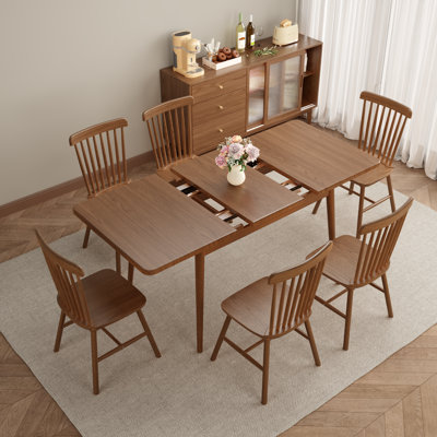 Table de salle à manger extensible en bois massif, table de cuisine extensible Nordic Minimalist avec pieds fuselés pour les petits espaces