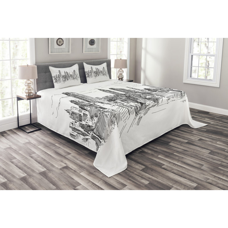 Frederickson No Pattern Bedspread with Pillow Shams, 220 x 264 cm