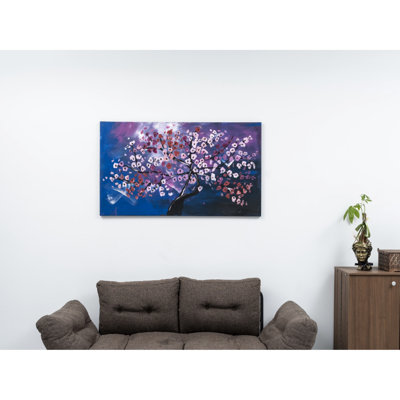 47'' X 27'' Pink Wall Canvas Artwork, Hand-Painted For Spring Reading Room Intriguing - Pink, Pet Salon Area