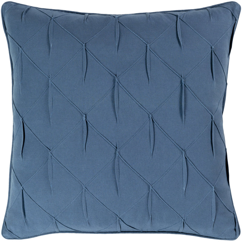 Gretchen Textured Cotton Throw Pillow, Dark Blue, Down, 20" x 20"