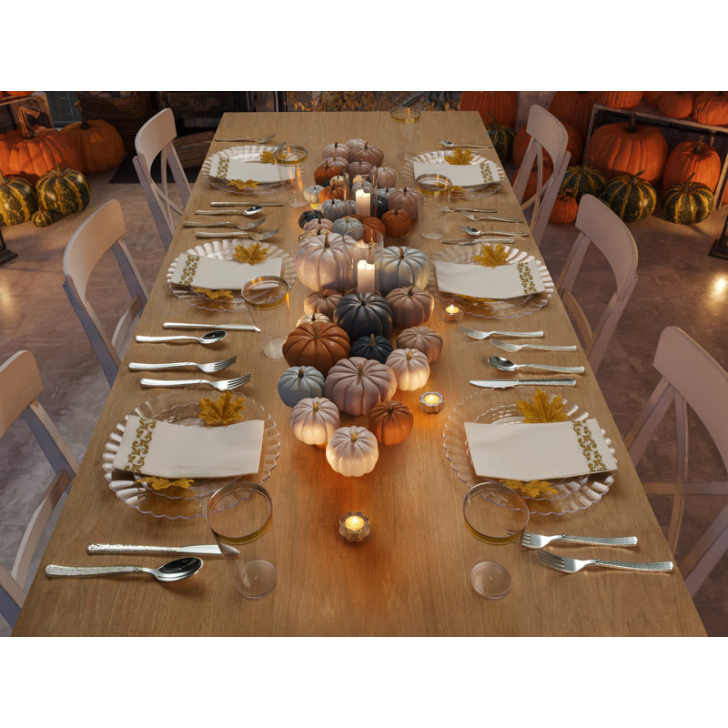 Elegant Clear Plastic Scalloped Edge Dinnerware Set, 50 Pieces