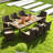 9 Pcs Outdoor Dining Set With Acacia Wood Table Top For 8 People Beige-1013516642