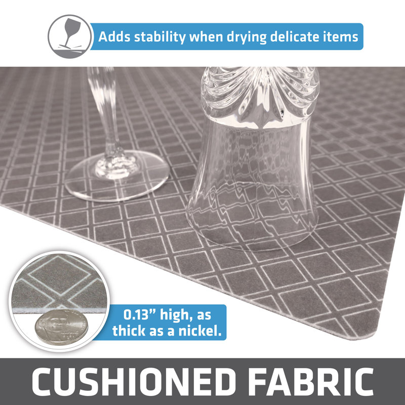 Luxury Fabric Shelf Liners, Cushioned Material - Absorbent, Waterproof, Machine Washable, Taupe Diamond Squares