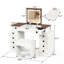 Meuble-lavabo avec 10 tiroirs et DEL réglables. Blanc et finition noyer. Espace miroir rétractable. Tabouret rembourré doux avec grands tiroirs de rangement à intensité variable, blanc et noyer. Pliable pour économiser de l'espace.