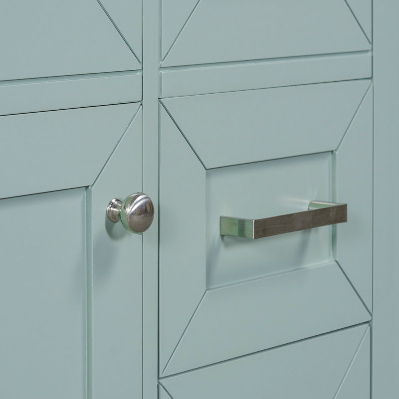 Armoire de salle de bain avec lavabo, Vert, Nickel