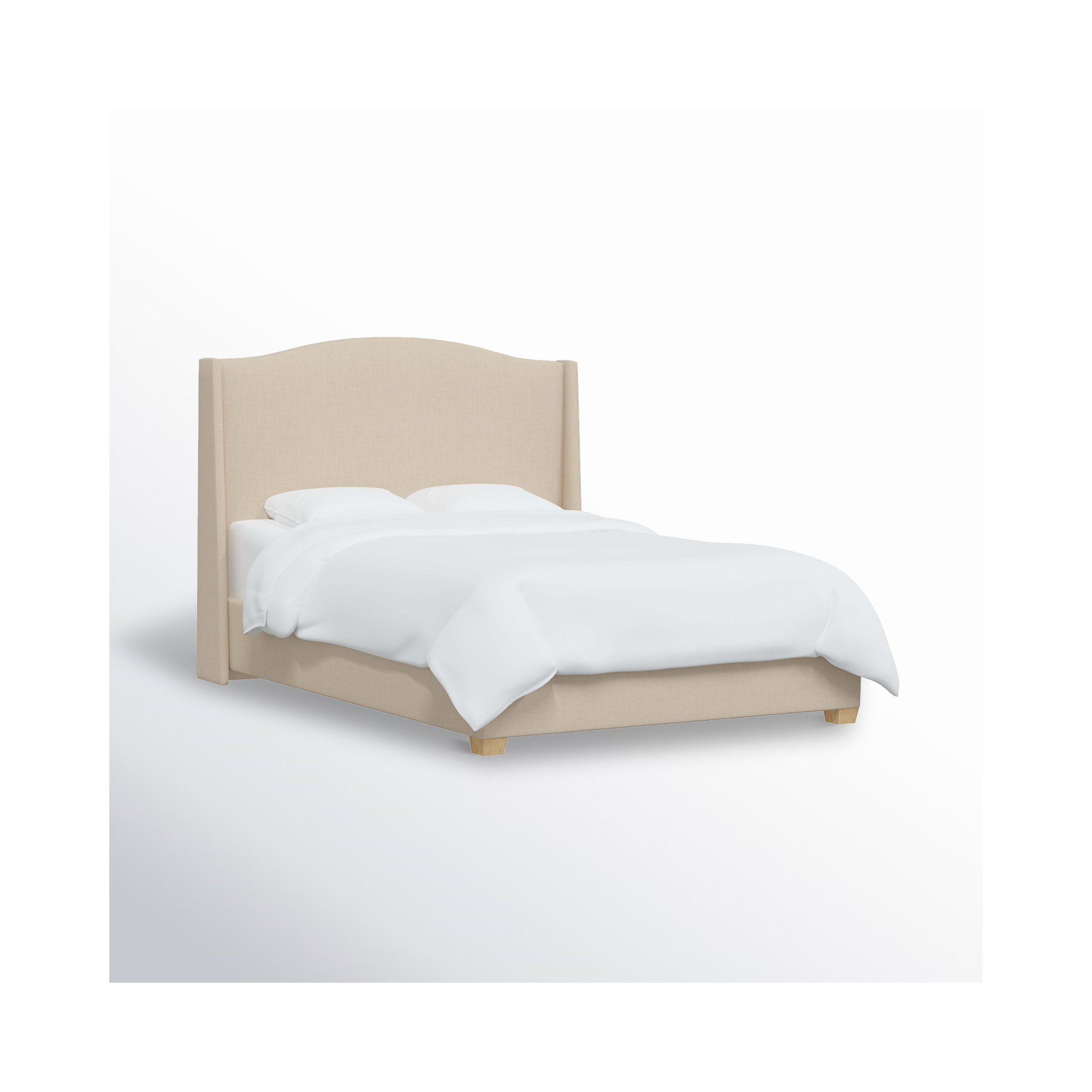 Allis Upholstered Wingback Bed, Classic Linen Linen, King