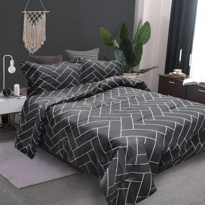  Ensemble d'édredon noir en microfibre