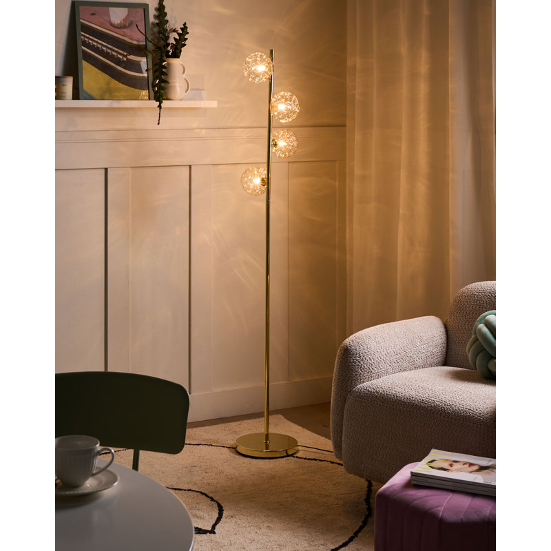 157cm Gloss Traditional Floor Lamp, Beige