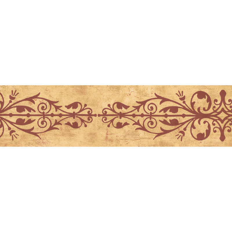 Bordure de papier peint treillis Haysi L 15 pi x l 5 po, Rouge / Beige