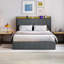 Lit double avec rangement à DEL et lumières DEL, cadre de lit tapissier en velours avec tête de lit et station de charge, lit plateforme en métal, aucun sommier requis, lattes en bois massif, gris-940276085-940276091