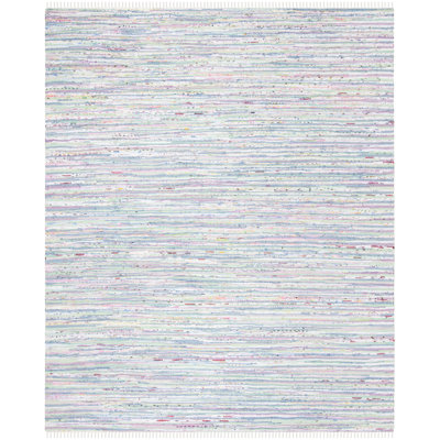 Tapis vert clair / multicolore tissé à plat à la main Fales
