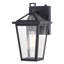 Applique murale d'extérieur 1 lumière noire matte à l'aube avec capteur de lumière H 11,25 po Tenli, métal durable, abat-jour en verre transparent, compatible avec les DEL pour porte de patio ou de garage-212072963-212072962
