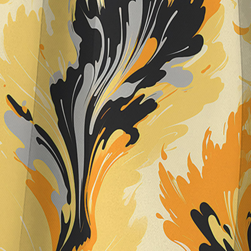 Yellow And Black Vintage Ikat Nostalgia Blackout Single Curtain Panel, 52" W x 108" L