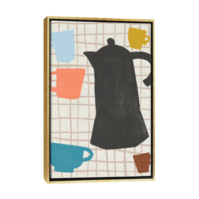 «Coffee Cut Outs II», reproduction d'art sur toile encadrée, H 40 po x l 26 po, Impression encadrée sans passe-partout, Doré