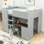 Lit mezzanine double en bois avec garde-robe, bureau et tiroirs