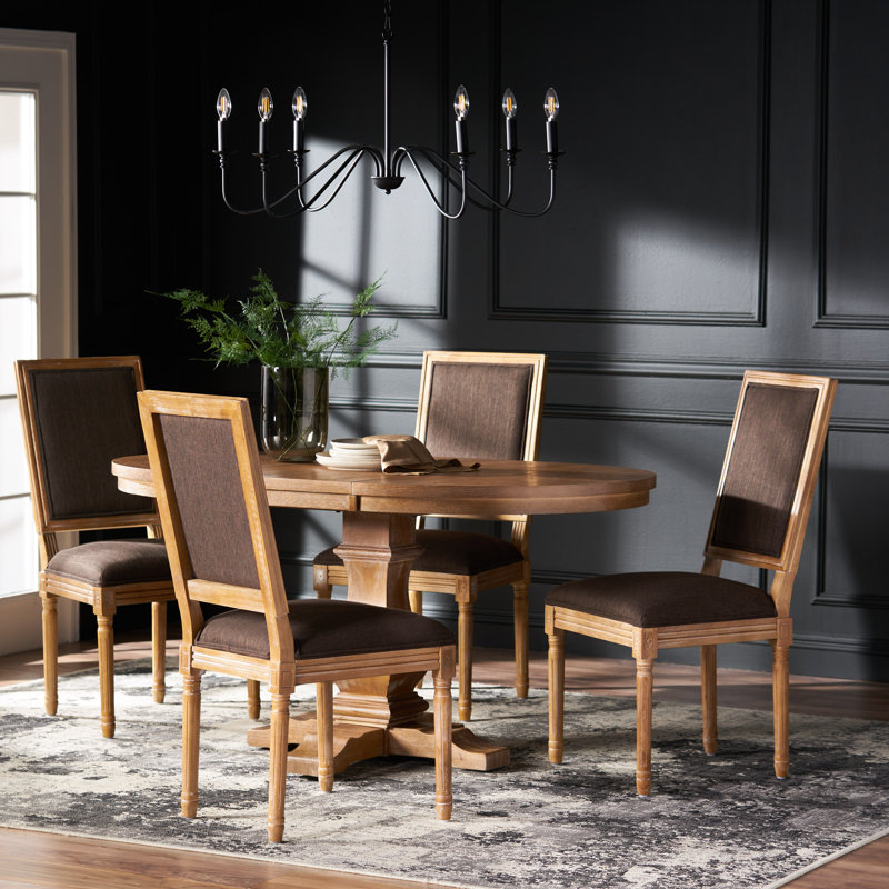 Pedestal Dining Set, Natural, Brown