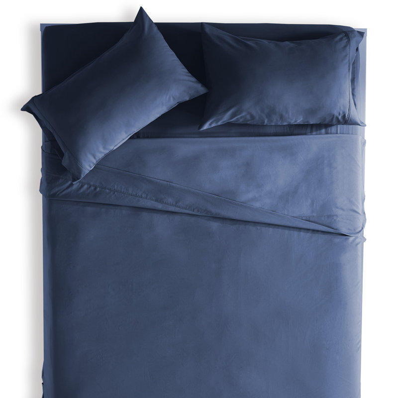Extra Deep Pocket Sheet Set Sheet Set, King Sheet Set + Fitted Sheet + Pillowcase, Navy Blue