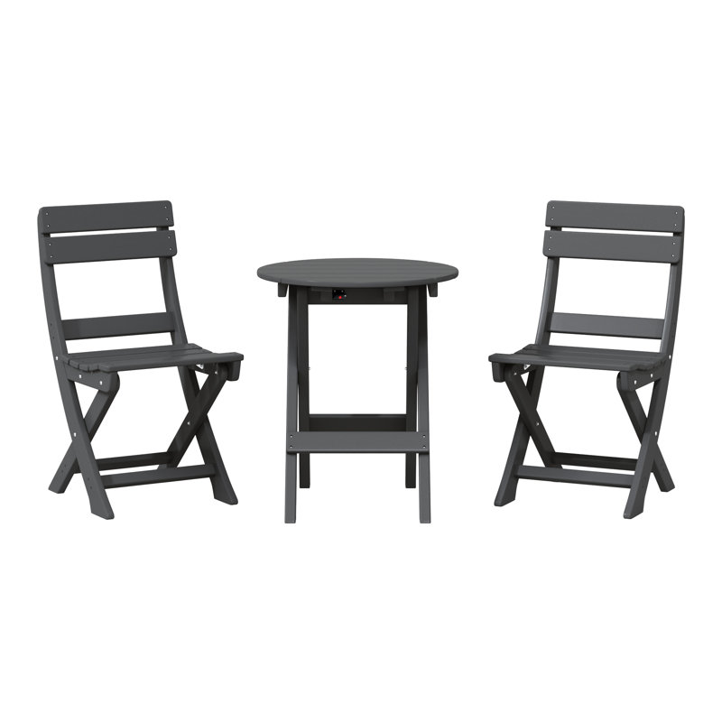 Laguna 3-Piece Folding Dining Set, Gray