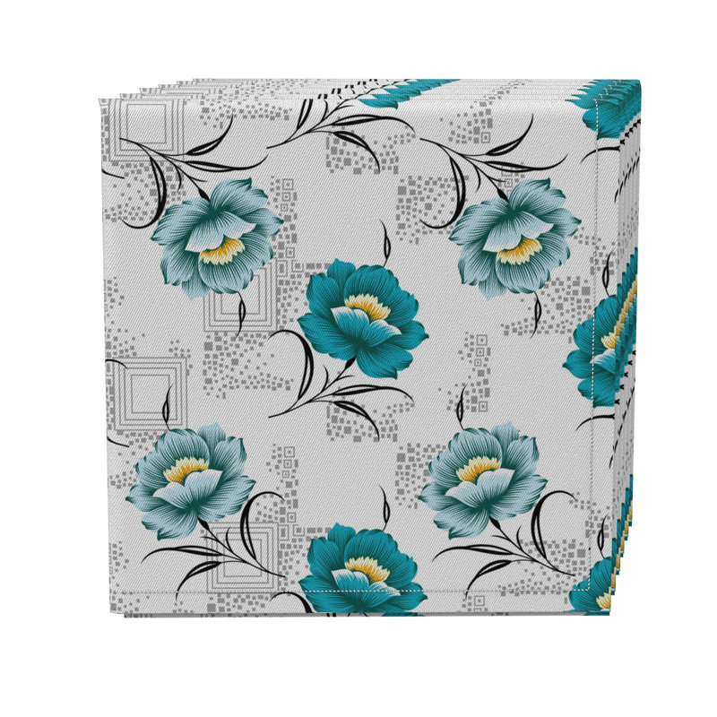 Cotton Twill Floral Square Napkin