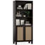 Bibliothèque à 5 niveaux en noyer pour cuisine et présentoir à photos dans la chambre à coucher avec portes-130551154