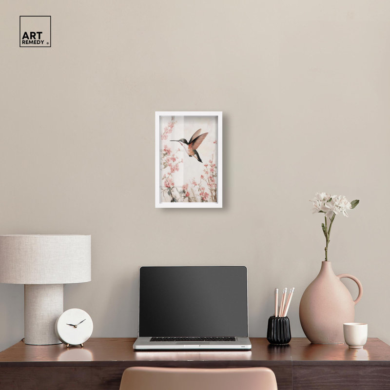 Décoration murale «Blossom Hover Shadowbox» par Art Remedy, cadre blanc, 11 x 16, Cadre blanc, H 16 po x l 11 po