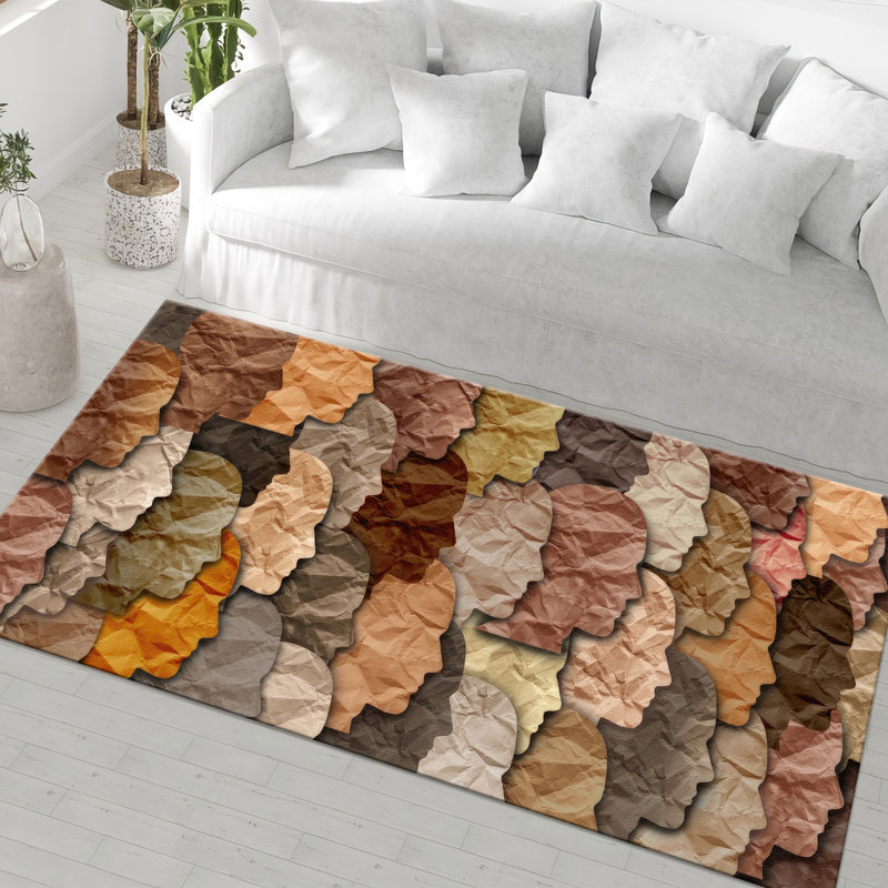 Contemporary Geometric Pattern Non-Woven Thin Type Printed Rug Ideal for Modern Home Decor and Office Spaces