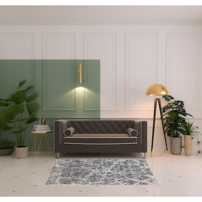 Caide Casual Abstract Polyester Area Rug, Rectangle 4' x 6'