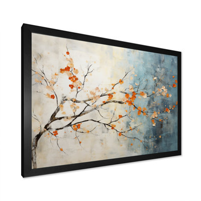 Orange Teal Maple Tree Glowing Embers V - Tree Maple Wall Art