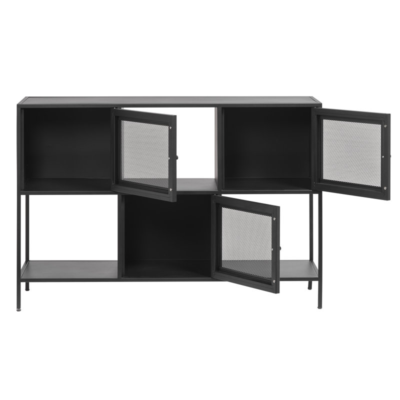 Black Steel 3-Door Adjustable Shelving Storage Cabinet