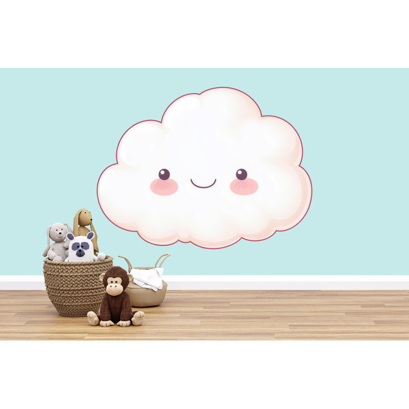 Adhésif mural nuage mignon, art mural chambre d'enfant, décoration de chambre de bébé, autocollant mural nuage souriant 215Mv